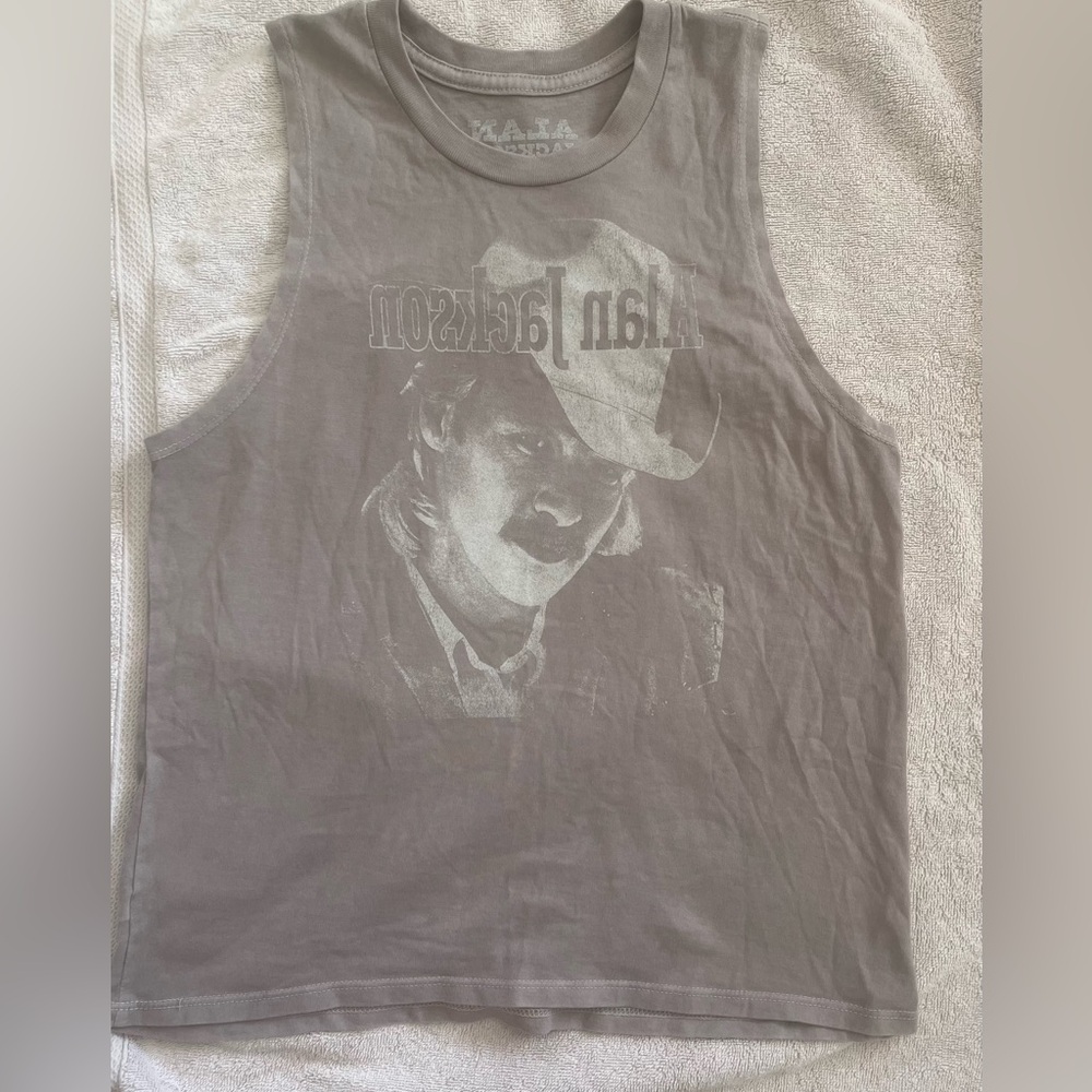 New Alan Jackson tank top/grey with a faded face.